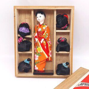 Hanako Japanese Doll with 6 Wigs in Original Box, MCM 6in Geisha Fashion Collect